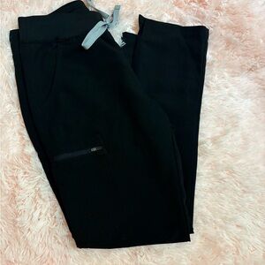 Black Jogger Pants with Gray Drawstring